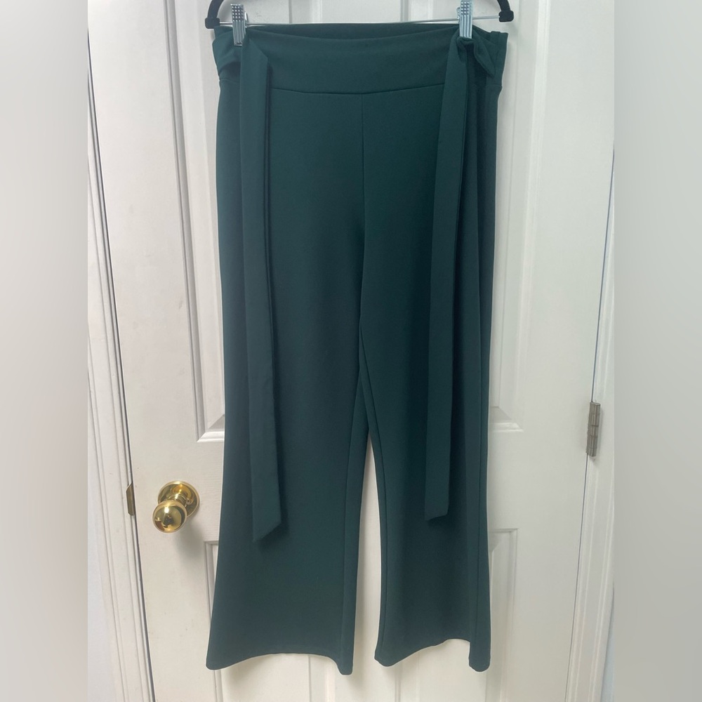 🌸M Eclipse Stright-Leg Tie-Waist Pants in Hunter Green🌸